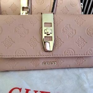 Guess pink leather long wallet